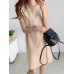 Solid H  Shaped Cotton Sleeveless Round Neck Casual Midi Dress