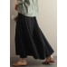 Summer  literary black elastic waist versatile wide leg culottes