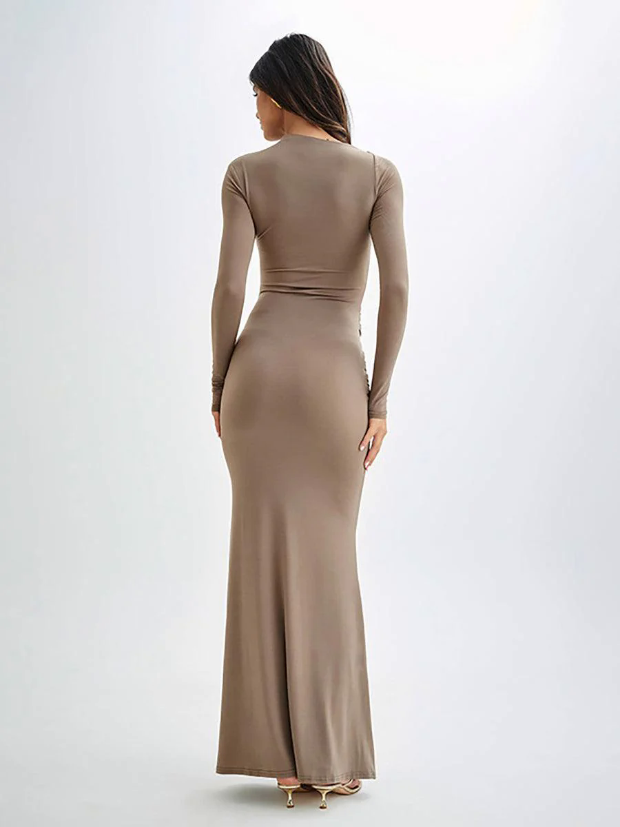Crew Neck Solid Long Sleeve Corss Prom Dress MYC2018
