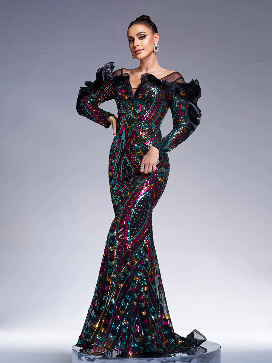 Ruffled Sequin Mermaid Formal Dress DH80242 Ruffled Sequin Mermaid Formal Dress DH80242