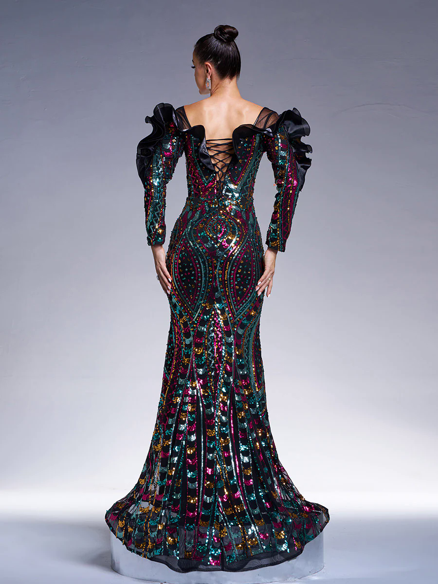 Ruffled Sequin Mermaid Formal Dress DH80242 Ruffled Sequin Mermaid Formal Dress DH80242