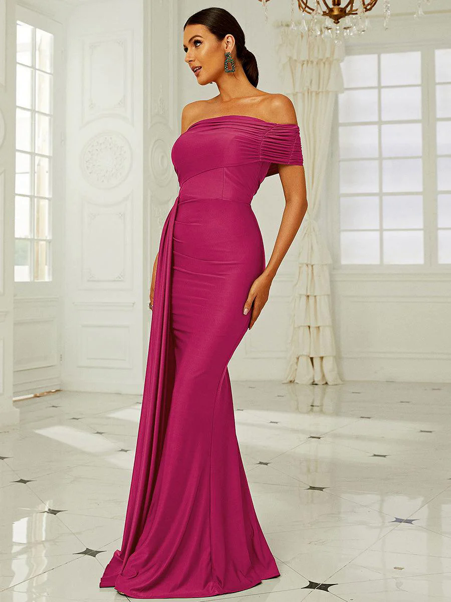 Draping Emerald Green Dress XH2158