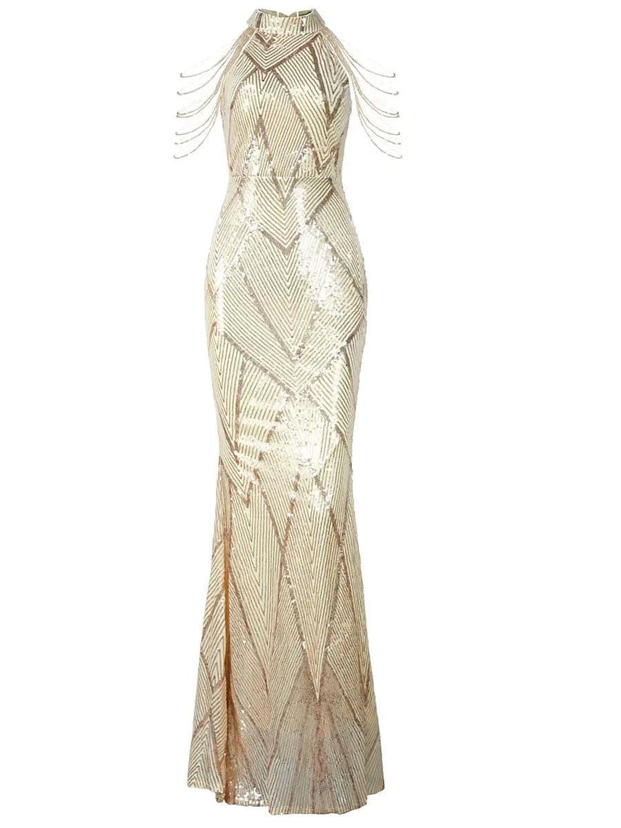 Geometric Sequin Chain Mermaid Prom Dress M01081