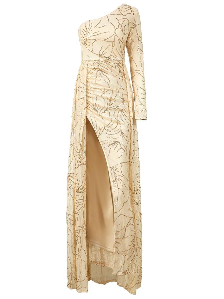 Formal One Shoulder Split A Line Dress XJ987